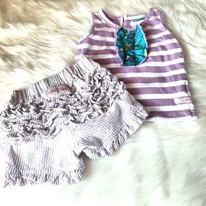 2 piece Lavender & White Stripe Ruffled Butts Set Toddler Size 12-18 months